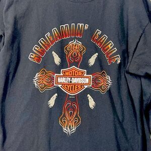 VTG Harley Davidson cross screaming eagle ride to live Black L Long Sleeve Shirt